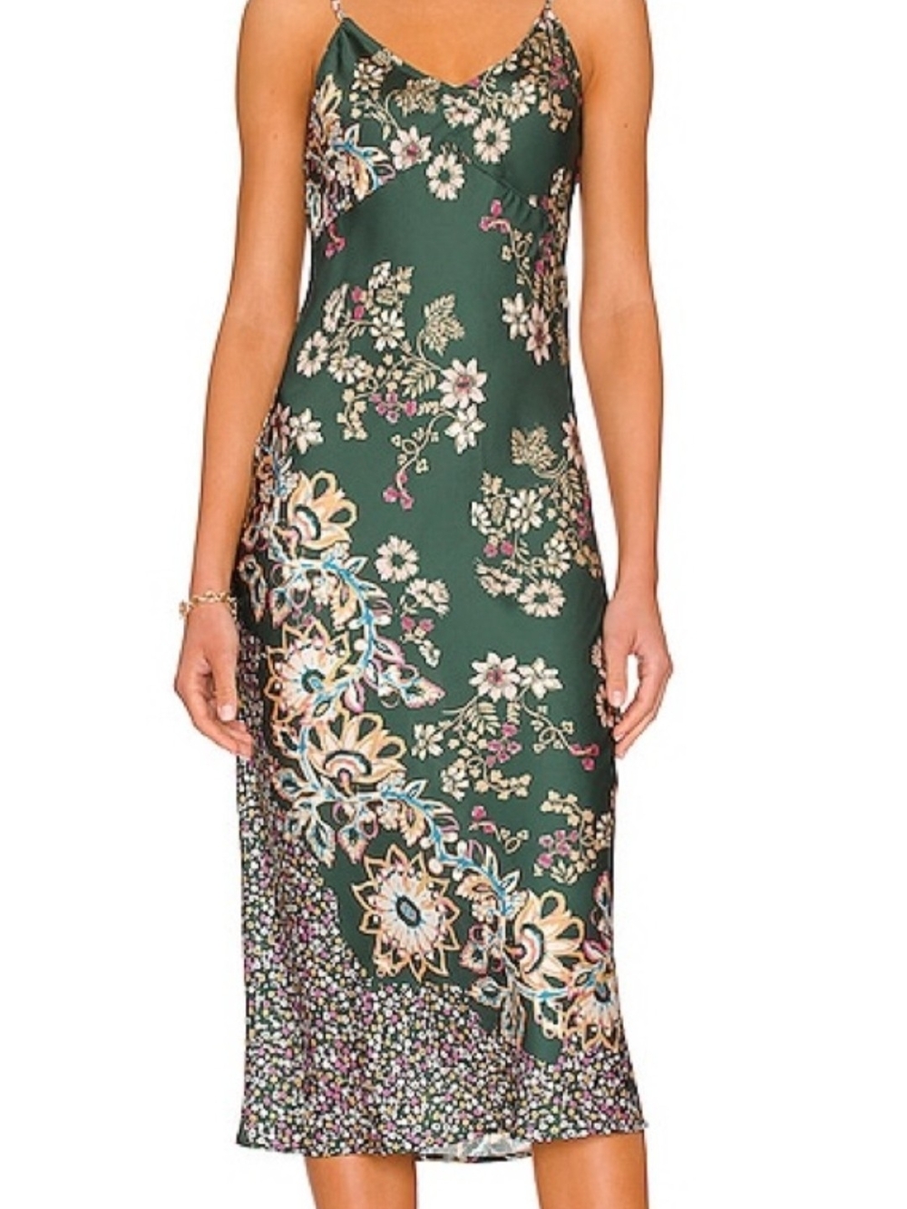Free People Emerald Green Floral Slip Maxi Dress - Picture 3 of 14